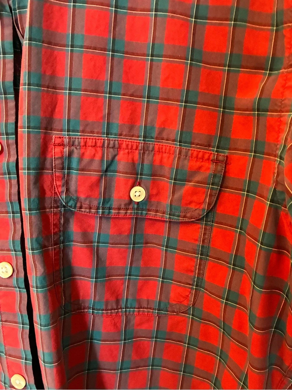 J.Crew Men’s Red Plaid 100% Cotton Button Down Shirt Size Large